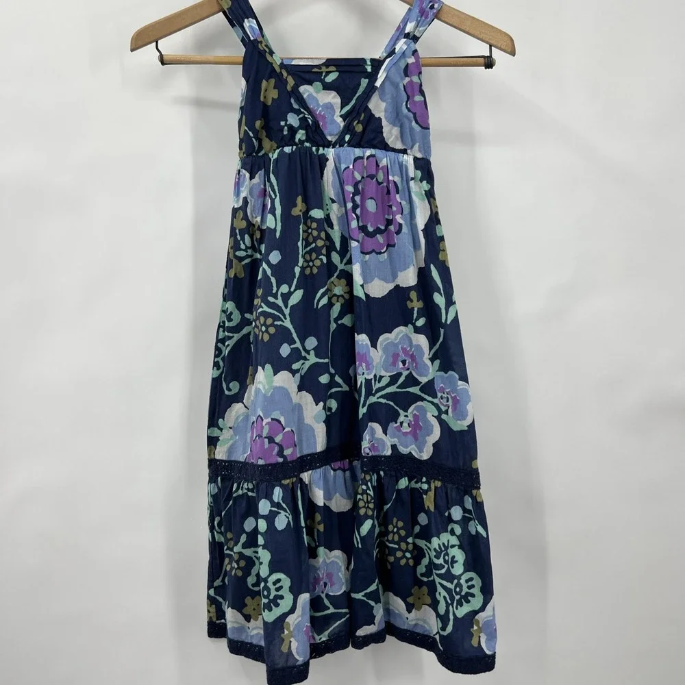 Old Navy Girl's Baby Doll Floral Print Maxi Ruffle Lace Bottom Dress Size S 6/7